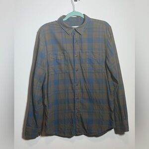 MEC Organic Cotton Flannel Shirt Men's Medium Green Plaid | Gorpcore Outdoor